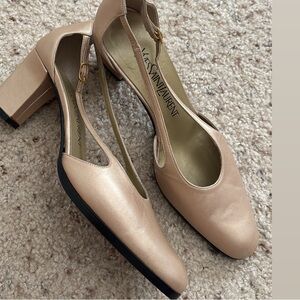 Ysl Women's Beige Block Heels